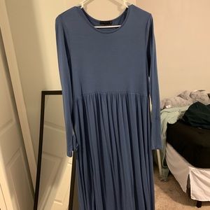 long sleeve blue dress